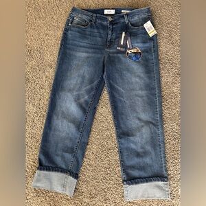 Stylish Dark Blue Straight Cropped Jeans